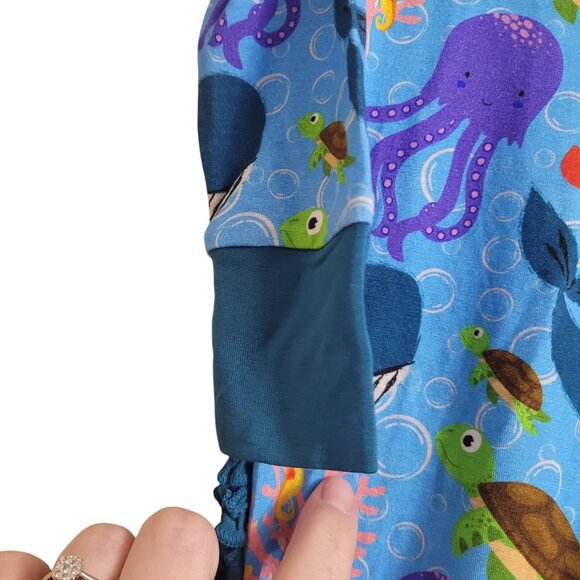 Snuggle Bums Bamboo 9-12 M Baby Girl Under The Sea Zippy Ruffled Sleepwear Ocean - Picture 9 of 16
